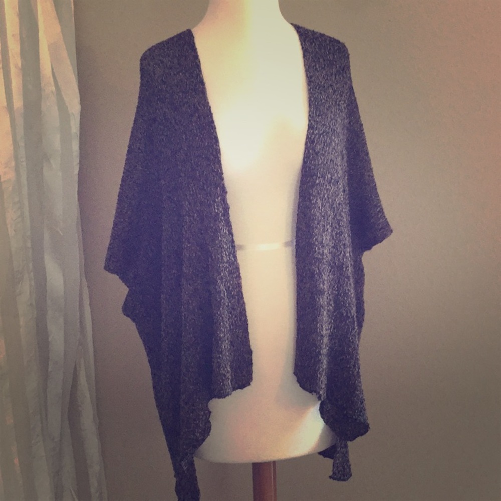 Kimono black & green fleck knit